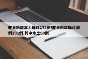 昨日新增本土确诊175例/昨日新增确诊病例101例,其中本土98例